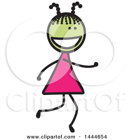 Clipart of a Stick Girl Running - Royalty Free Vector Illustration by ColorMagic