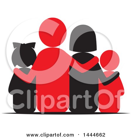 Clipart of a Rear View of a Family - Royalty Free Vector Illustration by ColorMagic