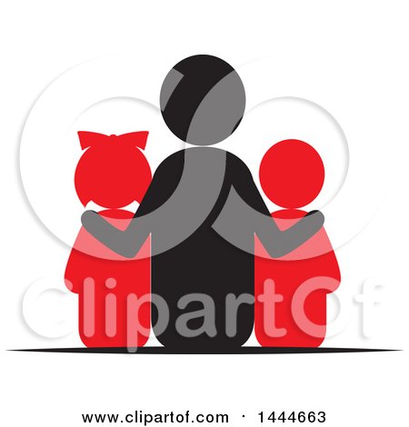 Clipart of a Rear View of a Father and Two Children - Royalty Free Vector Illustration by ColorMagic