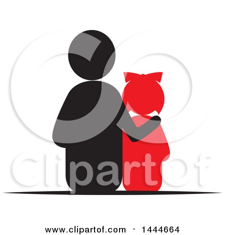 Clipart of a Rear View of a Father and Daughter - Royalty Free Vector Illustration by ColorMagic