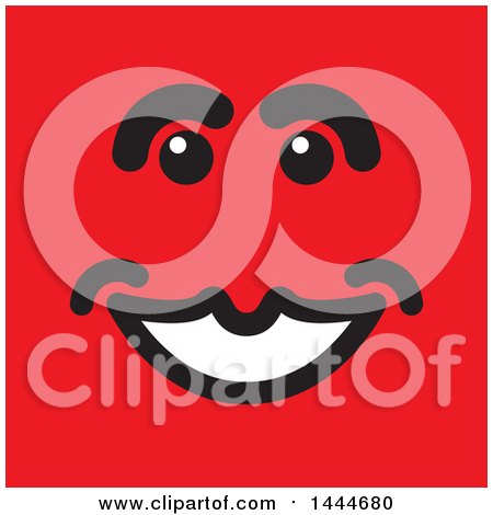 Clipart of a Happy Face on Red - Royalty Free Vector Illustration by ColorMagic