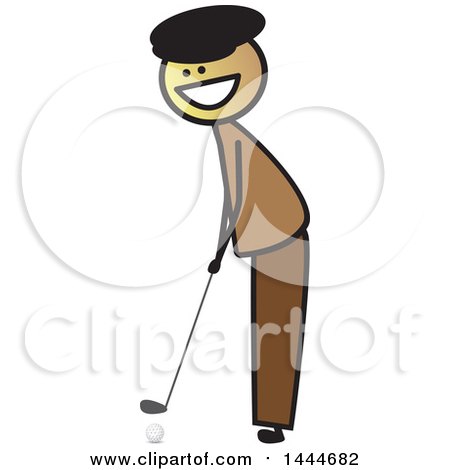 Clipart of a Happy Stick Man Golfing - Royalty Free Vector Illustration by ColorMagic