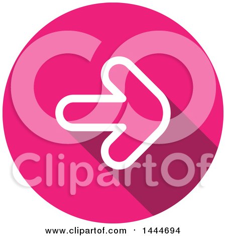 Clipart of a Flat Sytled Round White and Pink Forward Arrow Icon Button - Royalty Free Vector Illustration by ColorMagic