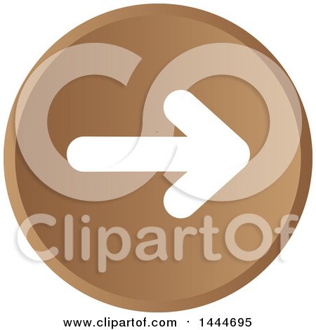 Clipart of a Round White and Brown Forward Arrow Icon Button - Royalty Free Vector Illustration by ColorMagic