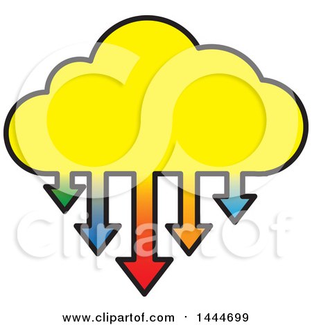 Clipart of a Cloud with Colorful Download Arrows - Royalty Free Vector Illustration by ColorMagic