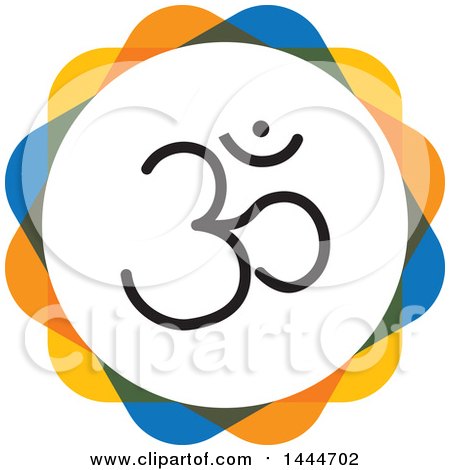 Clipart of a Black Meditation Om Symbol in a Circle - Royalty Free Vector Illustration by ColorMagic