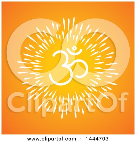 Clipart of a White Meditation Om Symbol on Orange - Royalty Free Vector Illustration by ColorMagic