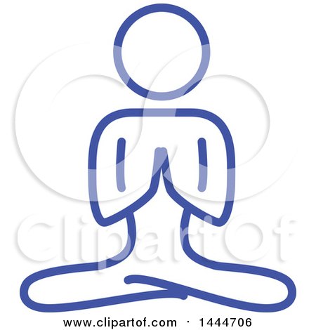 Clipart of a Blue Meditating Person - Royalty Free Vector Illustration by ColorMagic