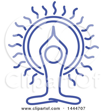 Clipart of a Blue Meditating Person and Sun - Royalty Free Vector Illustration by ColorMagic