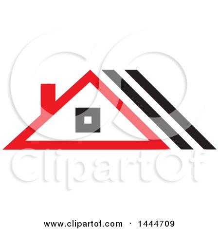Clipart of a Red Black and White House - Royalty Free Vector Illustration by ColorMagic