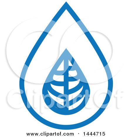 Clipart of a Blue Water Drop and Leaf Design - Royalty Free Vector Illustration by ColorMagic
