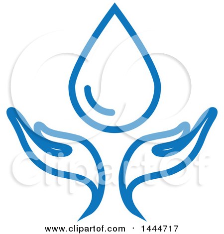Clipart of a Blue Water Drop and Hands Design - Royalty Free Vector Illustration by ColorMagic