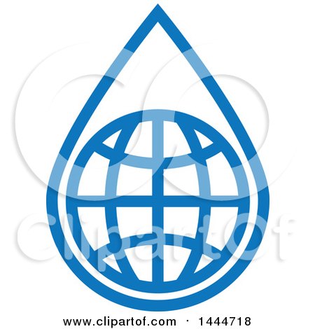 Clipart of a Blue Water Drop and Globe Design - Royalty Free Vector Illustration by ColorMagic