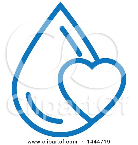 Clipart of a Blue Water Drop and Heart Design - Royalty Free Vector Illustration by ColorMagic