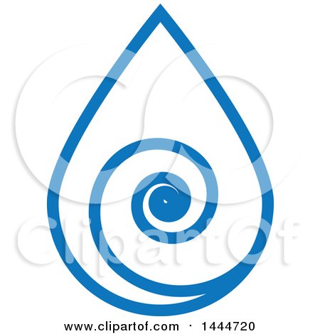 Clipart of a Blue Water Drop and Spiral Wave Design - Royalty Free Vector Illustration by ColorMagic