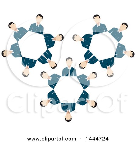 Clipart of Gears Made of White Business Men - Royalty Free Vector Illustration by ColorMagic