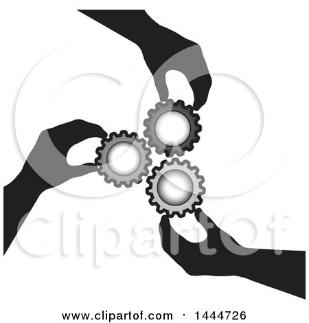 Clipart of a Group of Hands and Gears - Royalty Free Vector Illustration by ColorMagic