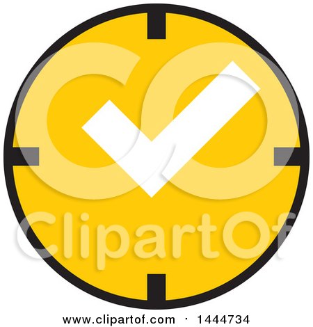 Clipart of a Yellow Clock with a Check Mark - Royalty Free Vector Illustration by ColorMagic