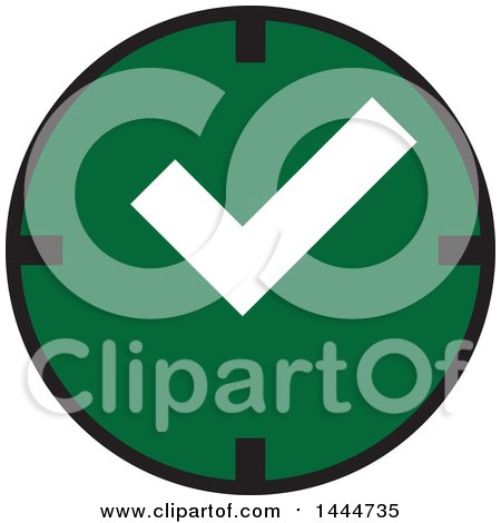 Clipart of a Green Clock with a Check Mark - Royalty Free Vector Illustration by ColorMagic