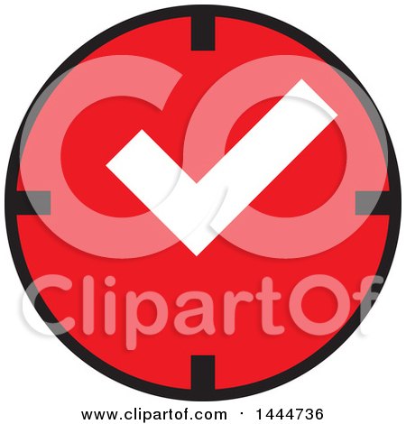 Clipart of a Red Clock with a Check Mark - Royalty Free Vector Illustration by ColorMagic