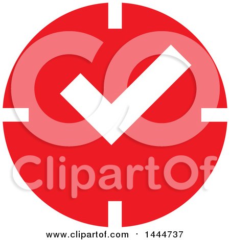 Clipart of a Red Clock with a Check Mark - Royalty Free Vector Illustration by ColorMagic