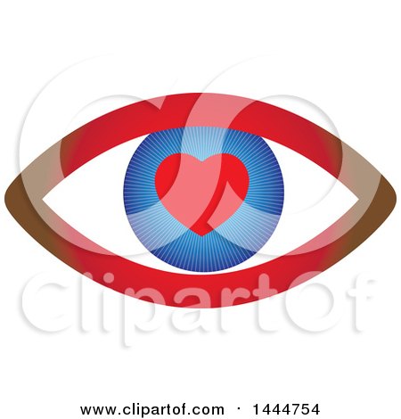 Clipart of a Red and Blue Heart Eye - Royalty Free Vector Illustration by ColorMagic