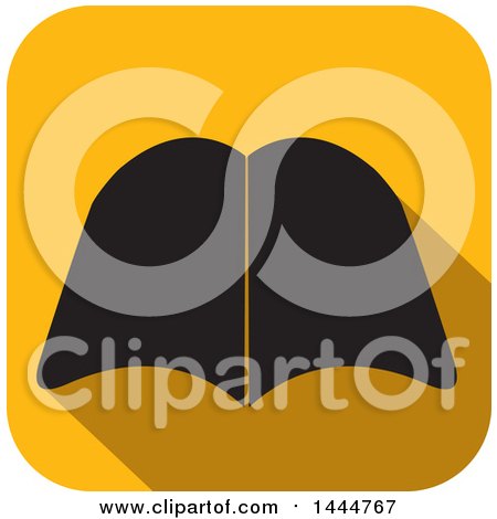 Clipart of a Yellow Icon with a Black Open Book - Royalty Free Vector Illustration by ColorMagic