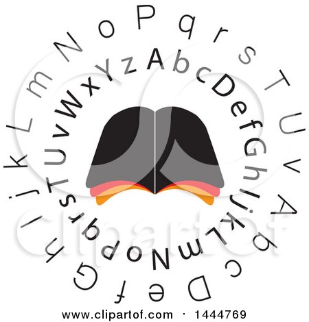 Clipart of a Book in a Circle of Letters - Royalty Free Vector Illustration by ColorMagic