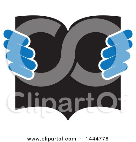 Clipart of a Pair of Blue Hands Holding a Book - Royalty Free Vector Illustration by ColorMagic