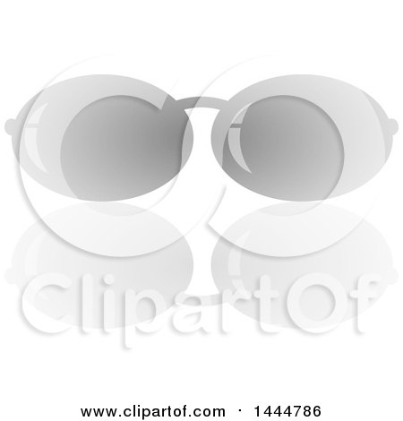 Clipart of a Pair of Grayscale Sunglasses and a Reflection - Royalty Free Vector Illustration by ColorMagic