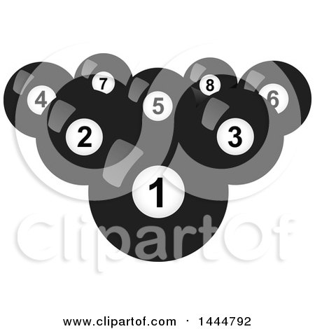 Clipart of a Grayscale Billiards Balls - Royalty Free Vector Illustration by ColorMagic