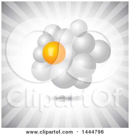 Clipart of a Cluster of Gray and Orange Bubbles over Gray Rays - Royalty Free Vector Illustration by ColorMagic