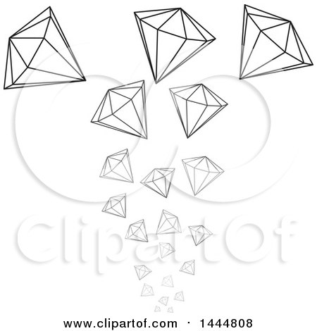 Clipart of Falling Grayscale Diamonds - Royalty Free Vector Illustration by ColorMagic