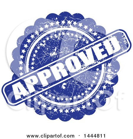 Clipart of a Distressed Blue Approved Badge - Royalty Free Vector Illustration by ColorMagic