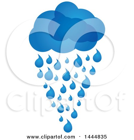 Clipart of a Blue Cloud and Rain Drops - Royalty Free Vector Illustration by ColorMagic