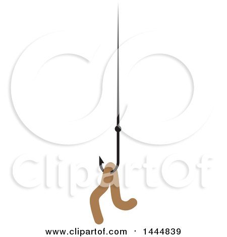 Clipart of a Worm on a Fishing Hook - Royalty Free Vector Illustration by ColorMagic