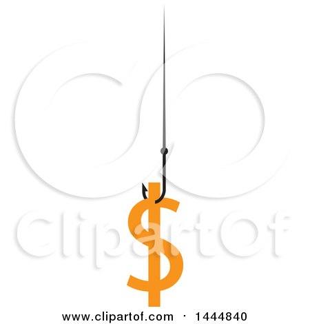 Clipart of a Dollar Currency Symbol on a Fishing Hook - Royalty Free Vector Illustration by ColorMagic