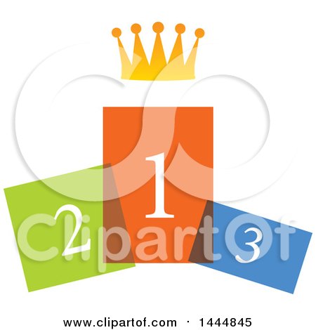 Clipart of a Crown over Colorful Podiums - Royalty Free Vector Illustration by ColorMagic