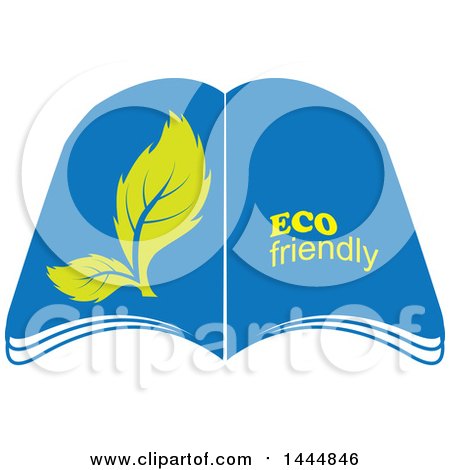 Clipart of a Book with Open Pages, Leaves and Eco Friendly Text - Royalty Free Vector Illustration by ColorMagic