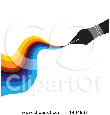 Clipart of a Pen Nib with Colorful Ink - Royalty Free Vector Illustration by ColorMagic