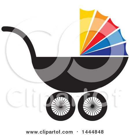 Clipart of a Baby Carriage with a Colorful Cover - Royalty Free Vector Illustration by ColorMagic