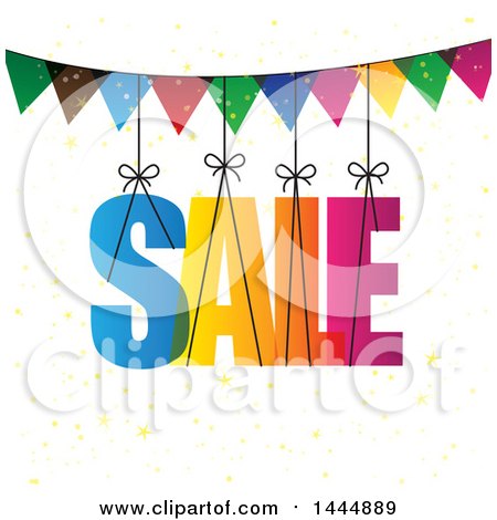 Clipart of a Colorful Suspended Sale and Bunting Design - Royalty Free Vector Illustration by ColorMagic