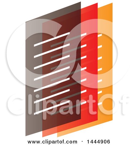 Clipart of Layered Gray, Red and Orange Documents - Royalty Free Vector Illustration by ColorMagic