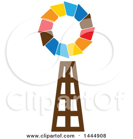 Clipart of a Colorful Windmill - Royalty Free Vector Illustration by ColorMagic