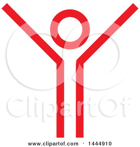 Clipart of a Red Cheering Person - Royalty Free Vector Illustration by ColorMagic