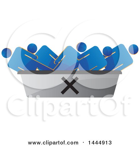 Clipart of 3d Blue Men in a Discard Container - Royalty Free Vector Illustration by ColorMagic