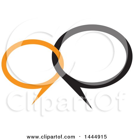 Clipart of a Black and Orange Connected Speech Balloons - Royalty Free Vector Illustration by ColorMagic