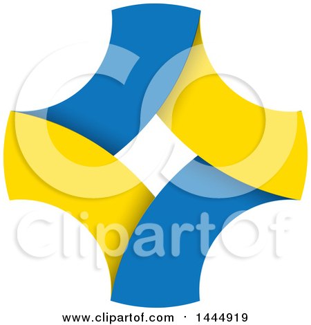 Clipart of a Blue and Yellow Cross Logo Design - Royalty Free Vector Illustration by ColorMagic