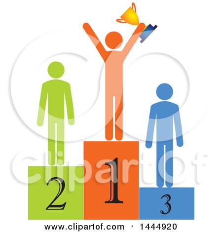 Clipart of a Winner and Runners up on Podiums - Royalty Free Vector Illustration by ColorMagic
