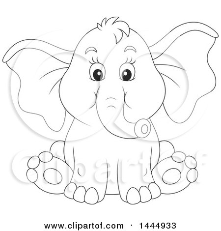 Clipart of a Cartoon Black and White Lineart Cute Baby ...